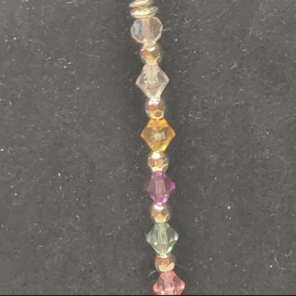 Silver and Different Colored Crystal Bicone Bead Suncatcher with Heart - Picture 6 of 7